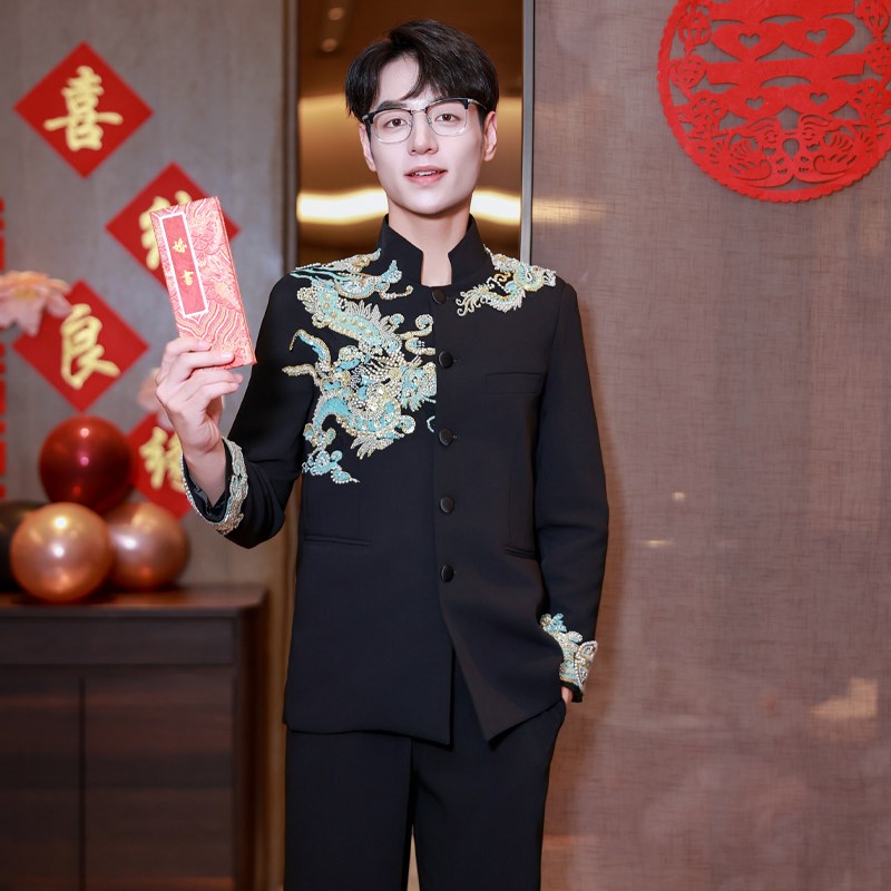 男士秀禾服2025新款新郎高档结婚礼服唐装敬酒接亲中式婚服中山装