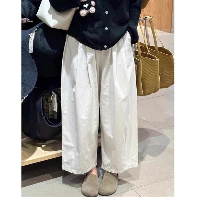 小个子九分休闲阔腿裤女大码夏季薄款胖妹妹mm宽松显瘦哈伦气球裤