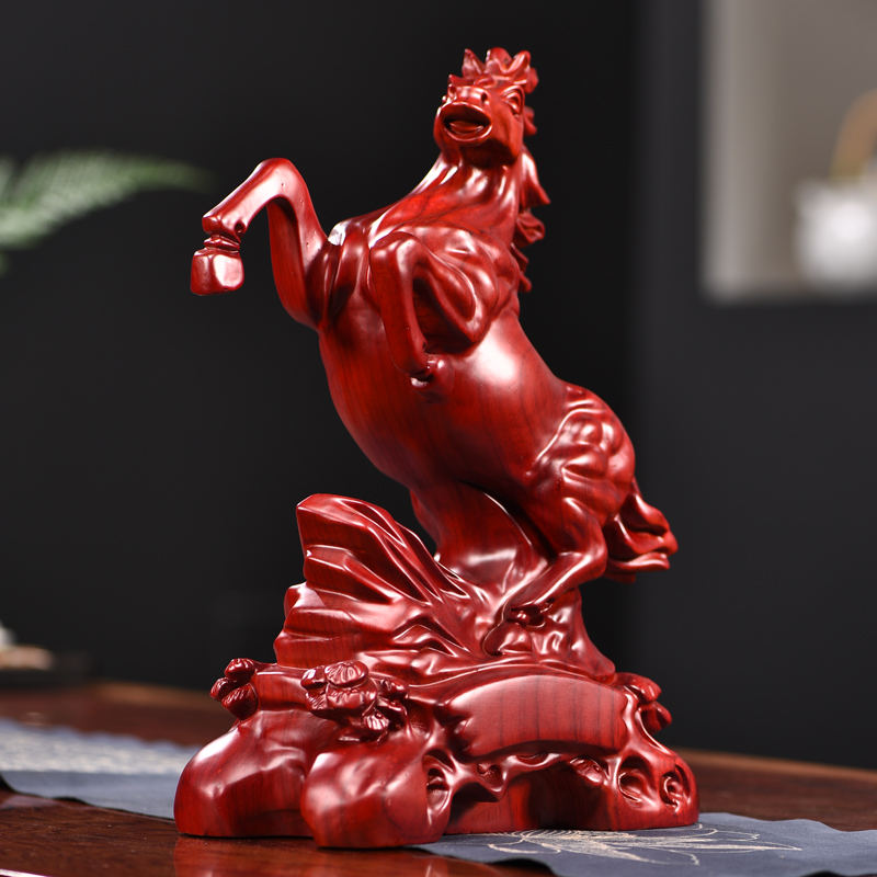 红花梨木雕生肖马摆件实木马到成功家居办公装饰开业乔迁工艺礼品