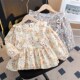 儿童洋气衬衣春秋女宝宝网红时髦两件套 新款 女童碎花衬衫 2024秋装