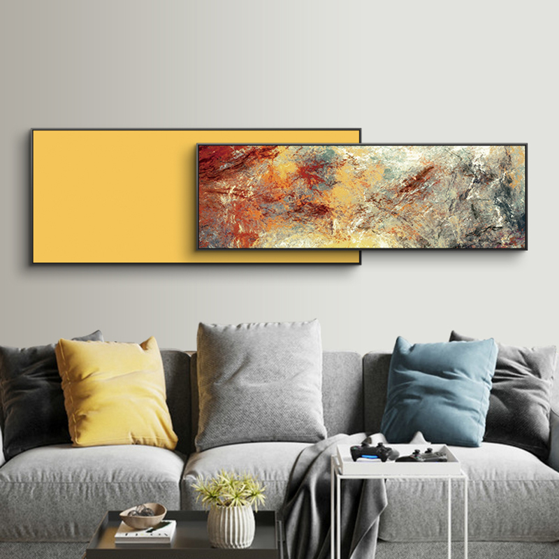鳟鱼北欧抽象墙面挂画客厅沙发背景墙装饰画长方形大尺寸横版壁画图片