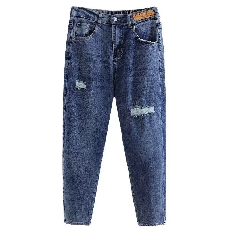 哈伦牛仔裤女2025年春秋新款大码女装胖mm宽松显瘦松紧高腰休闲裤,女装/女士精品,大码裤装,淘宝优惠券,粉丝福利购,淘宝优惠卷