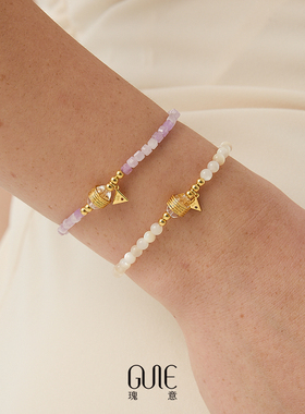 瑰意叠戴紫锂辉白水晶小手串女2025夏季新款清新情绪稳定彩串手饰