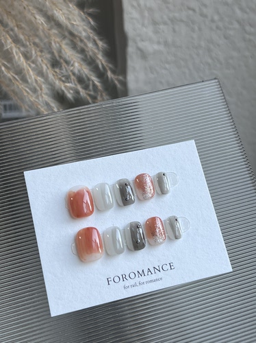 Foromance.【柿雾沉灰】橘棕晕染×烟灰琉璃 短方圆 扁甲友好