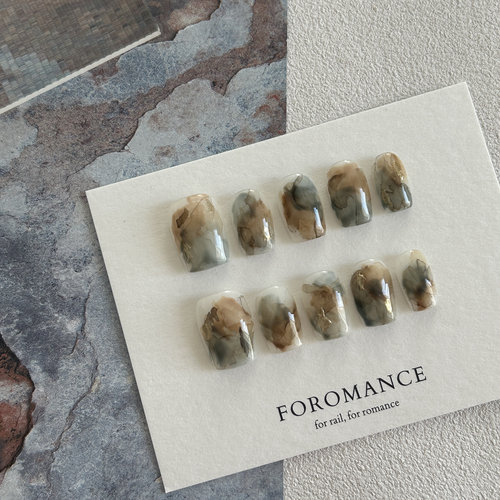 Foromance.【仙与野】水彩晕染 艺术系 流浪风 短甲纯手工穿戴甲