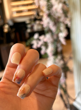 Foromance.【柔黄奶瓷】芝士黄 搭配浅淡水墨晕染 短方穿戴甲