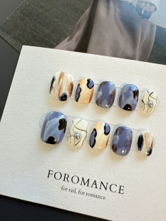 短方圆 Foromance. 晕染美甲 紫色晕染 手工穿戴甲 黑莓繆斯