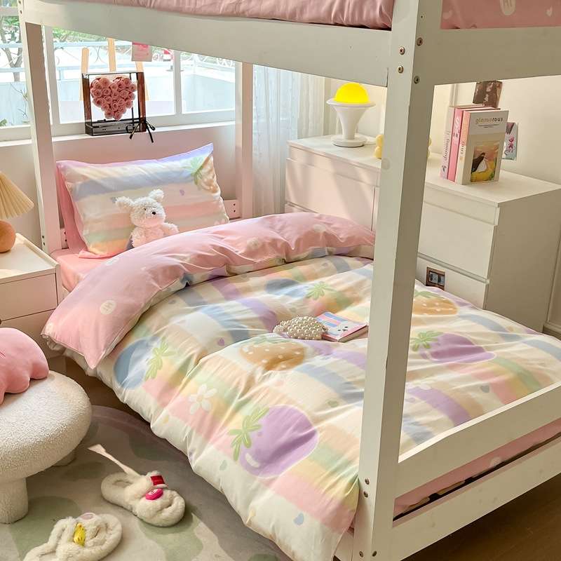 学生全棉床上三件套宿舍纯棉被套床单寝室床笠款上下铺单人床专用