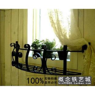 户外铁艺墙壁花架欧式阳台花盆架壁挂悬挂田园窗台置物弧形植物架