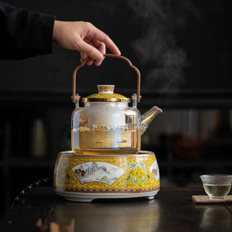 电陶炉煮茶器泡茶玻璃煮茶壶烧水壶茶具白茶家用全自动蒸汽煮茶炉