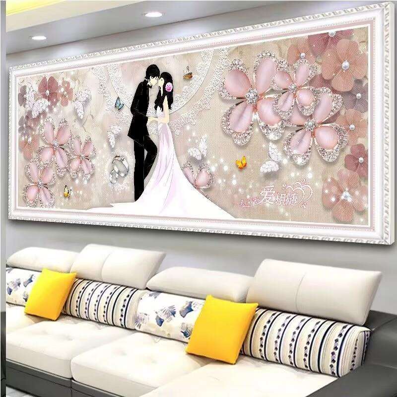 2025新款钻石绣情侣钻石画结婚十字绣点贴满钻新婚房客厅卧室砖石