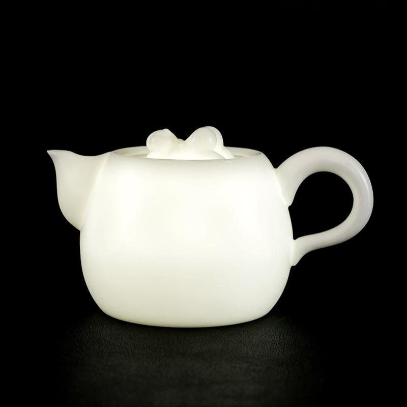 德化陶瓷白瓷苏献忠大师名家收藏羊脂玉素烧泡茶壶艳壶分茶器
