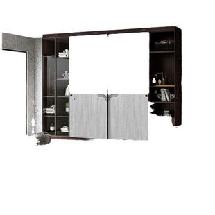 新中式柜子遮挡杂物防尘帘子橱柜打孔拉帘轨道壁柜全实木玄关柜