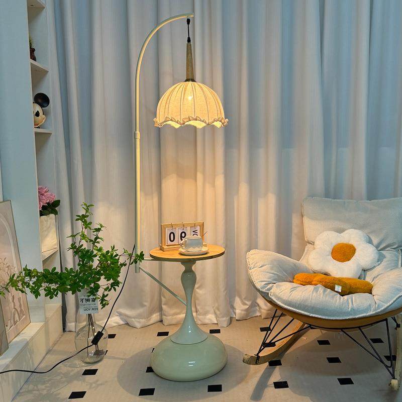 奶油风置物架落地灯立式客厅沙发旁边几卧室床头柜高级感氛围台灯