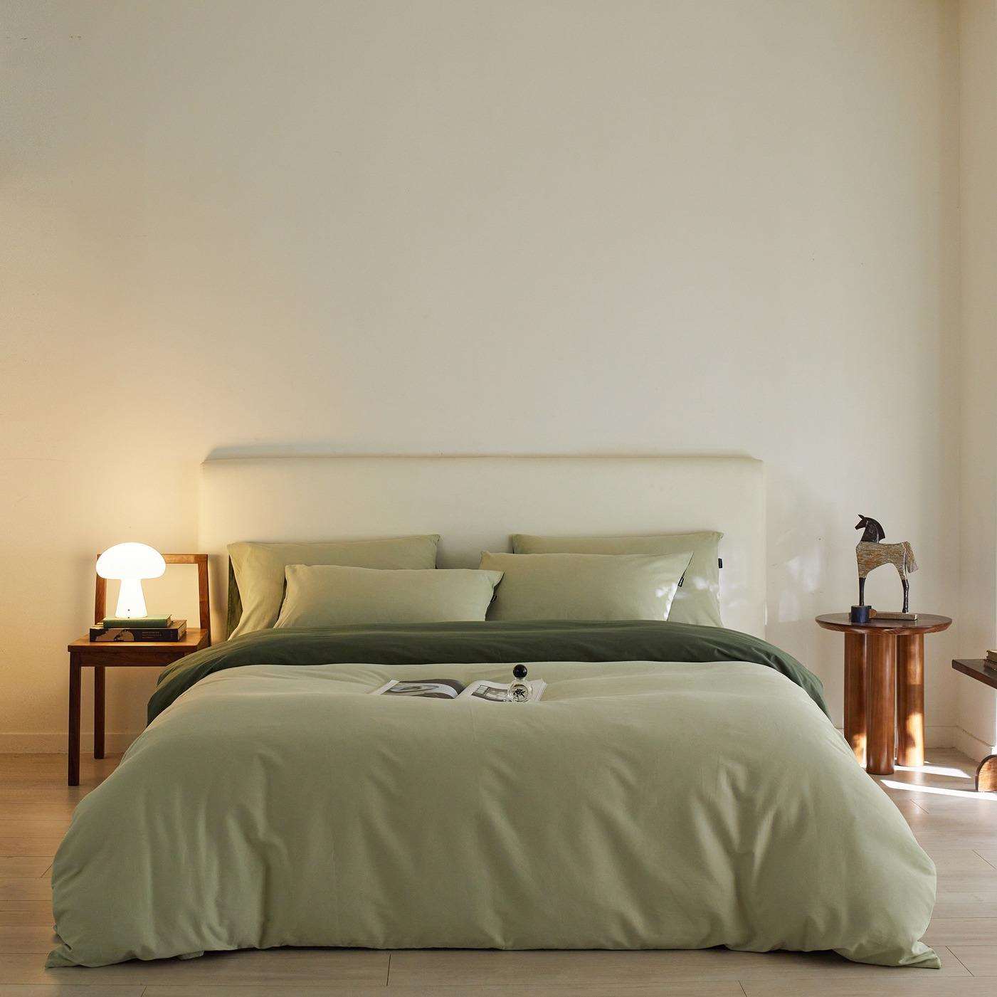 轻奢简约A类100支素色陶瓷轻磨毛全棉纯色四件套柔软亲肤纯棉床品