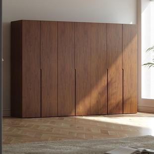 全实木衣柜简约现代卧室家用一门到顶小户型胡桃色主卧次卧挂衣柜