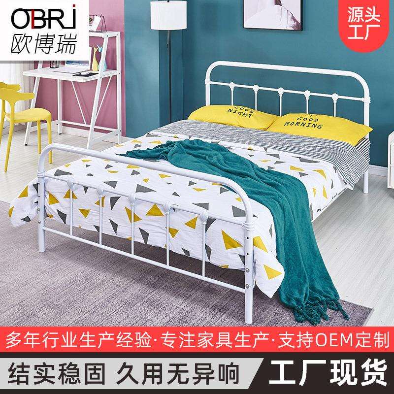 欧式金属铁艺床出租屋民宿单双人铁架床简易儿童黑白色公主床