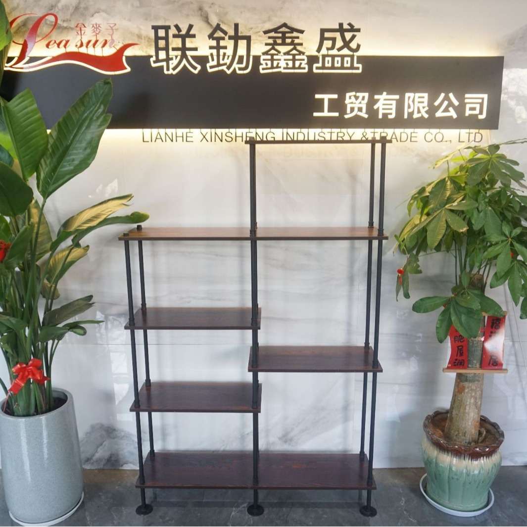 多层置物架落地花架挂墙打孔固定花架实木铁艺铁管简易大型花