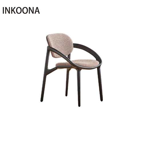 JUYI巨一意式极简高级设计师靠背餐椅真皮扶手别墅高端书椅