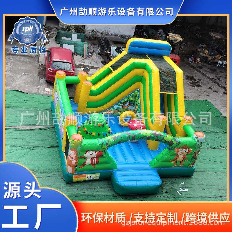 外贸动物PVC充气跳床充气城堡滑梯游乐充气滑梯家用跳跳屋