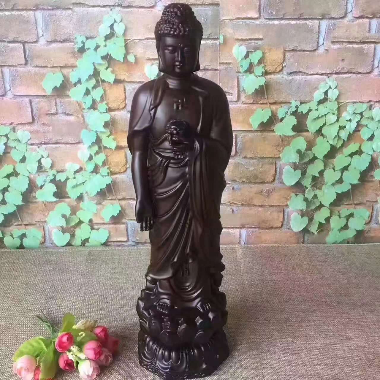 黑檀木工艺品雕像 阿弥陀佛木质神像 木质工艺40公分摆件