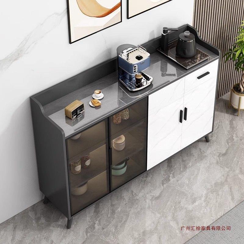 岩板餐边柜高级碗柜厨房收纳储物柜客厅吧台家用一体玻璃门茶水柜