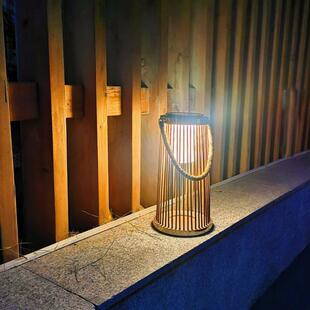 现货太阳能木头风灯蜡烛提灯庭院花园装饰布置灯笼灯