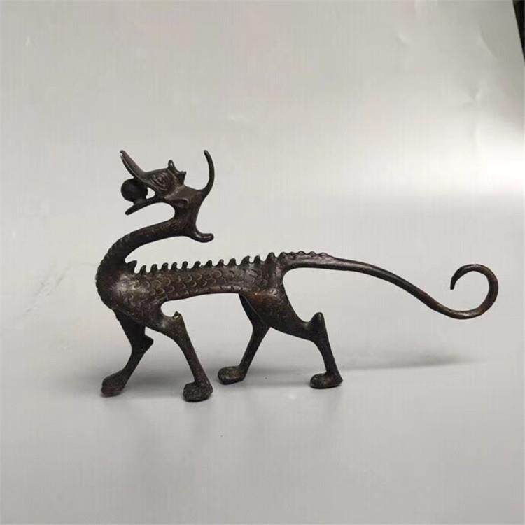 古玩杂件铜器做旧仿古单龙笔架金属工艺品
