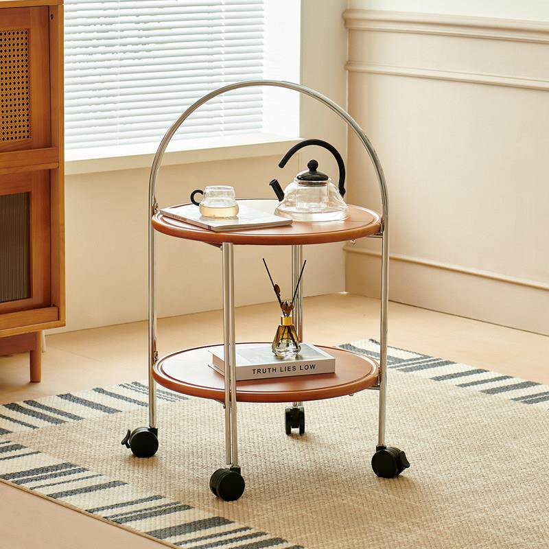 北欧中古风实木可移动折叠茶几客厅家用小户型沙发边几角几小推车