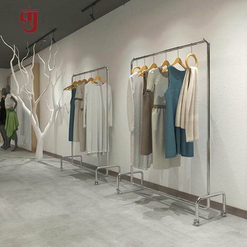 衣架落地服装店展示架不锈钢可移动女装店挂衣杆龙门架衣帽架