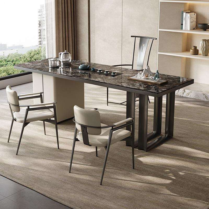 意式极简奢石茶桌椅组合现代简约家用客厅阳台高端轻奢岩板泡茶台