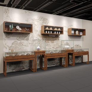 实木复古中式珠宝玉器饰品展示柜博物馆文玩古董展柜玻璃首饰展台