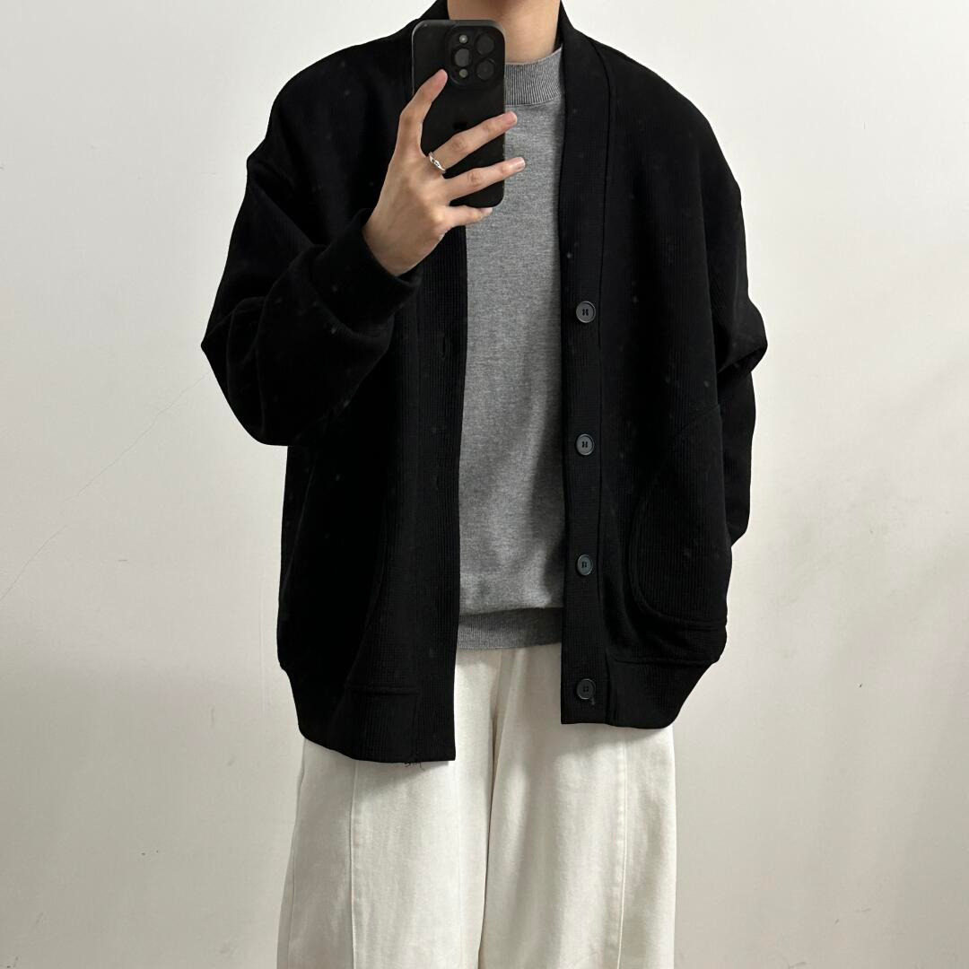 日系开衫单排扣简约休闲宽松慵懒风开衫外套男华格夫休闲春秋夹克 - 淘宝联盟商品