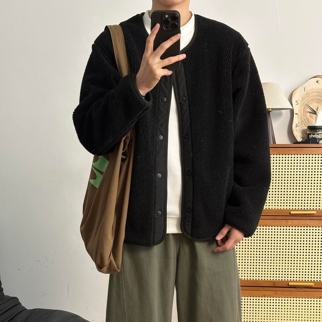 日系百搭加厚保暖摇粒绒外套