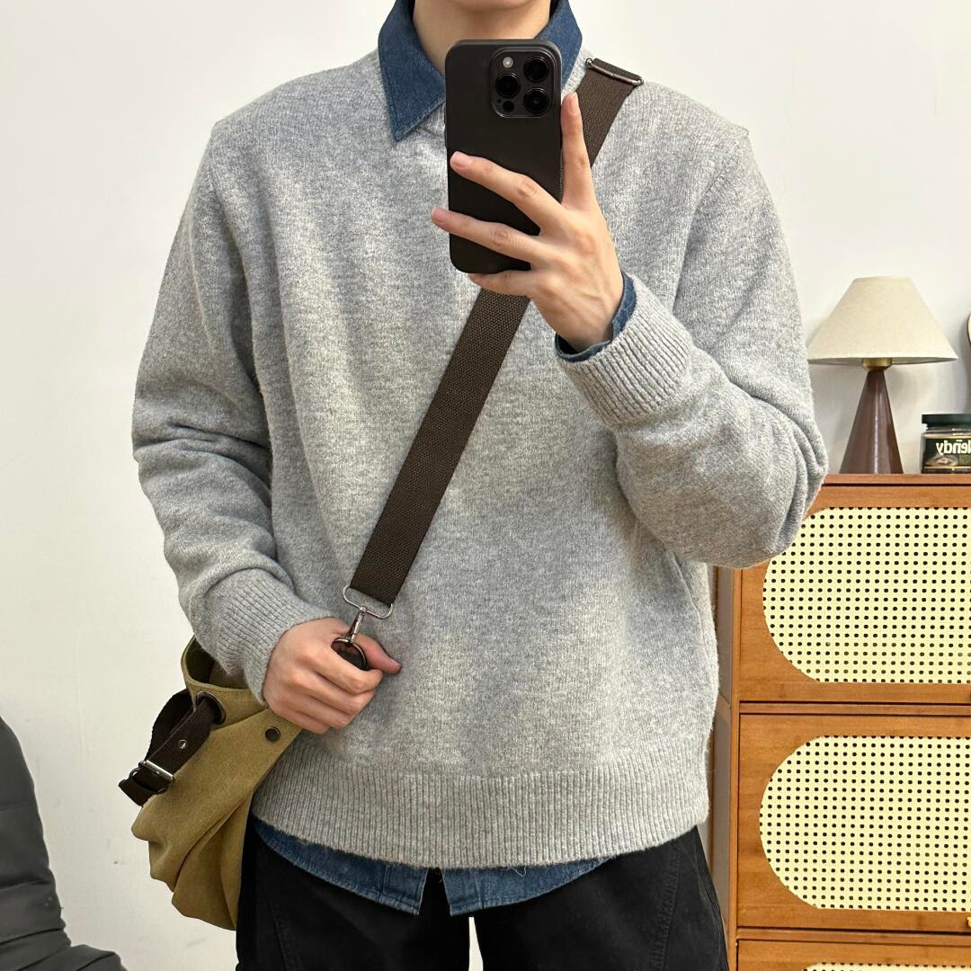 复古圆领毛衣内搭慵懒感针织毛衣