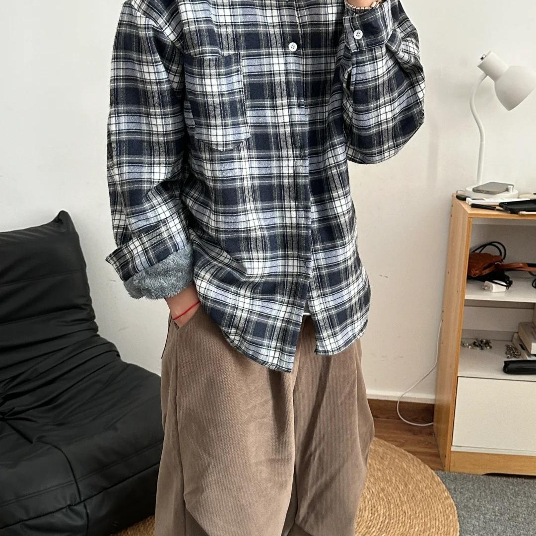 墨岚服饰秋冬季加绒美式衬衫
