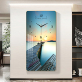 饰画静音挂钟客厅家用时尚 中式 风景玄关背景装 钟表简约墙挂画