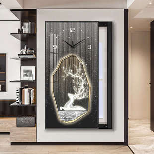 电表箱装饰画带钟表挂钟大尺寸强配开关盒电闸电箱遮挡画玄关挂画