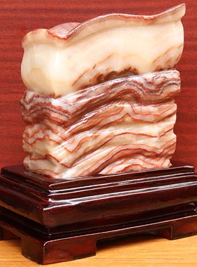 天然石材奇石摆件猪肉石五花肉桌面装饰15*17*5cm2215g雕刻石摆件