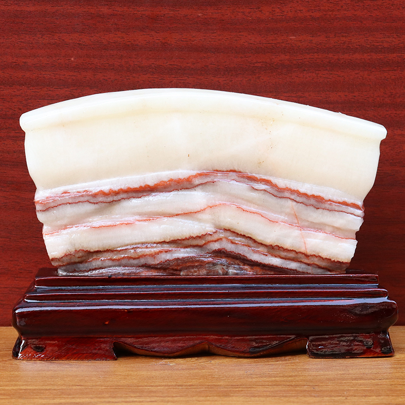 天然石材奇石摆件猪肉石五花肉桌面装饰18*13*2cm1010g雕刻石摆件