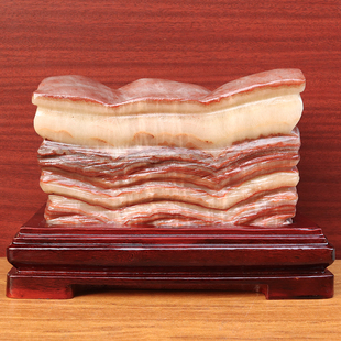 9cm7294g雕刻石摆件 天然石材奇石摆件猪肉石五花肉桌面装 饰17