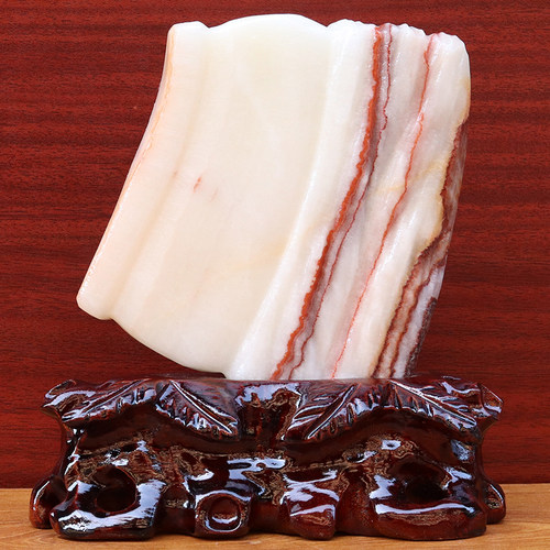 天然石材奇石摆件猪肉石五花肉桌面装饰15*17*2cm895g雕刻石摆件