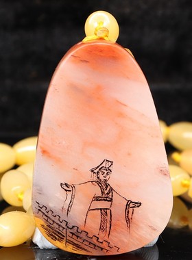 天然玉石50*33*9mm79g项链桂林鸡血玉石吊坠上朗贵妃一统天下饰品