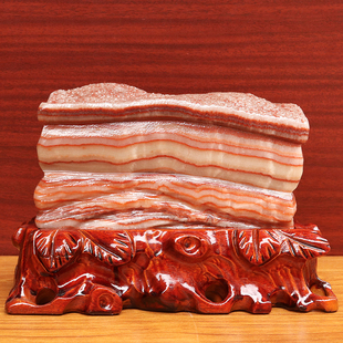 7cm2908g雕刻石摆件 天然石材奇石摆件猪肉石五花肉桌面装 饰20