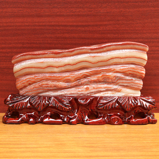2cm1775g雕刻石摆件 天然石材奇石摆件猪肉石五花肉桌面装 饰26