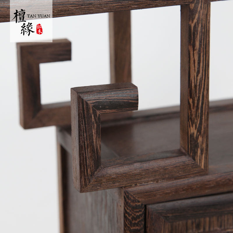 鸡翅木小博古架实木中式多宝阁玄关柜茶叶柜置物架子古董架展示柜