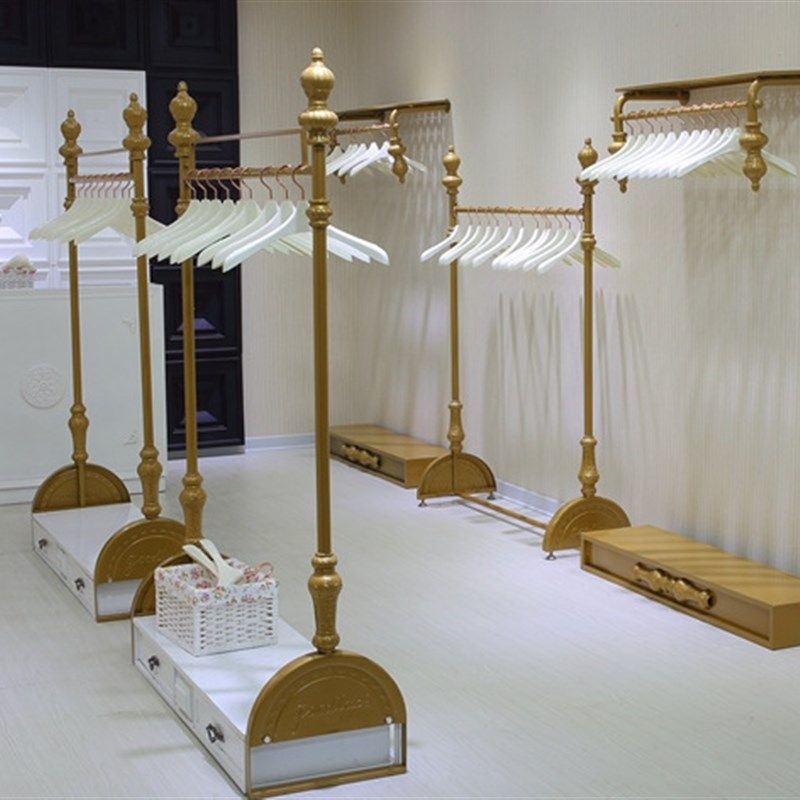 铁艺服装店落地式带柜子服装展示架正侧挂衣架中岛货架陈列架包邮