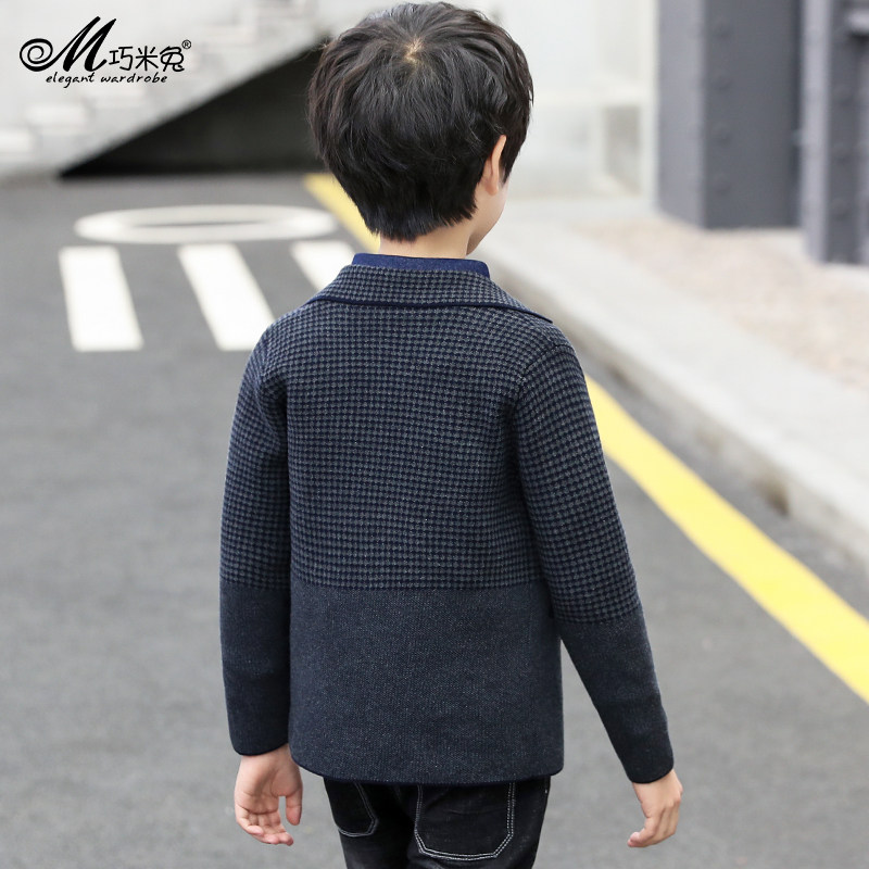 童装男童毛衣外套2021秋装新款儿童纯棉洋气针织开衫西装中大童