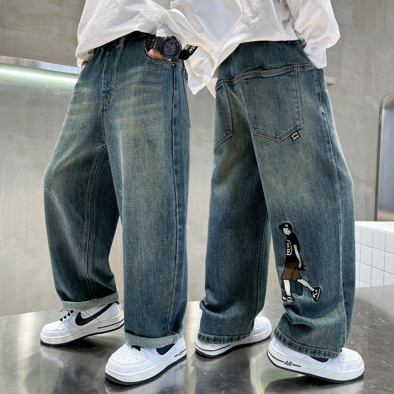 儿童装男童冬季牛仔裤2024新款男孩中大童加绒休闲秋冬款牛仔长裤