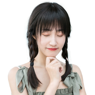 美禾 假发女长发齐发尾假发套 空气刘海网红锁骨发时尚全真发发套